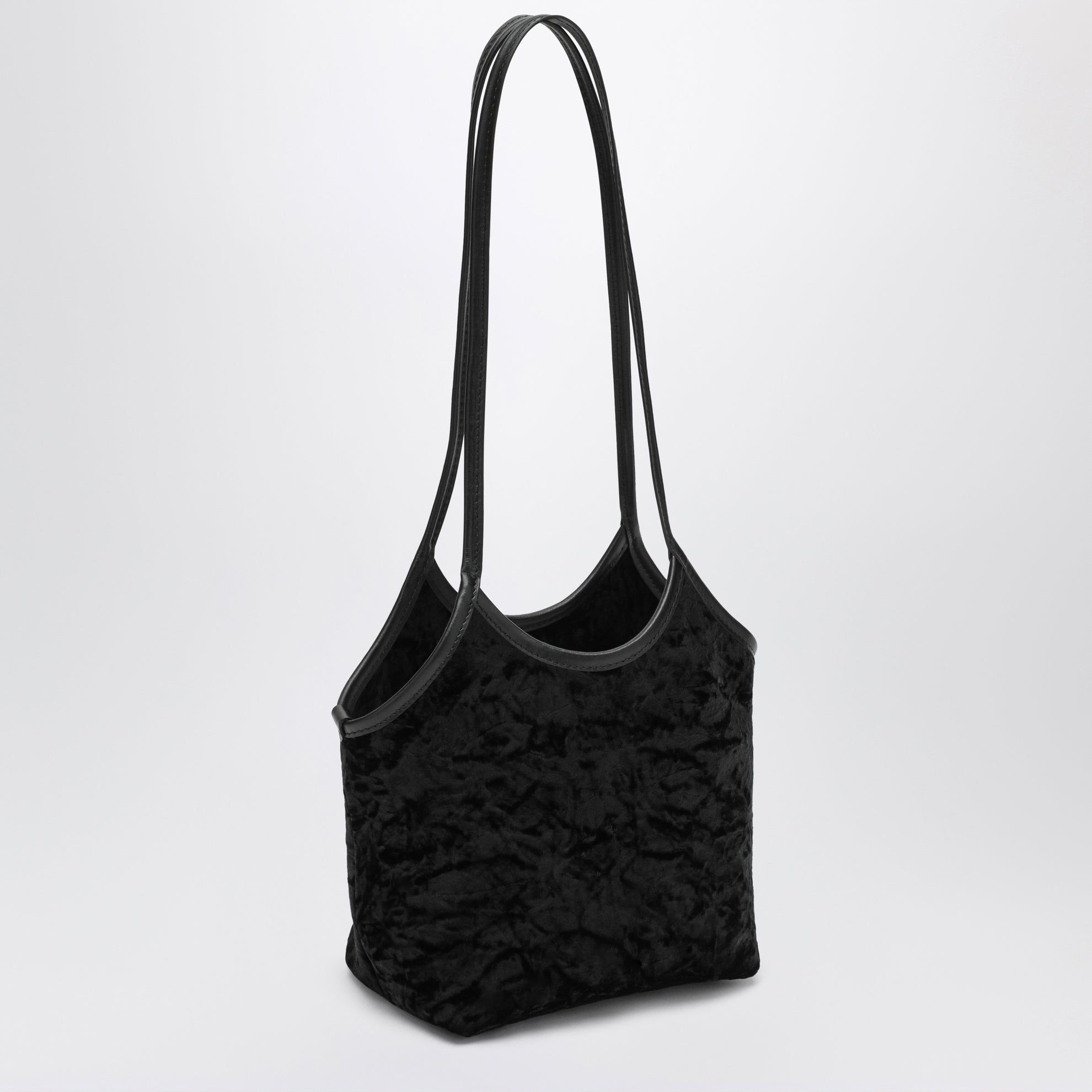 Petit cabas Cami noir en velours