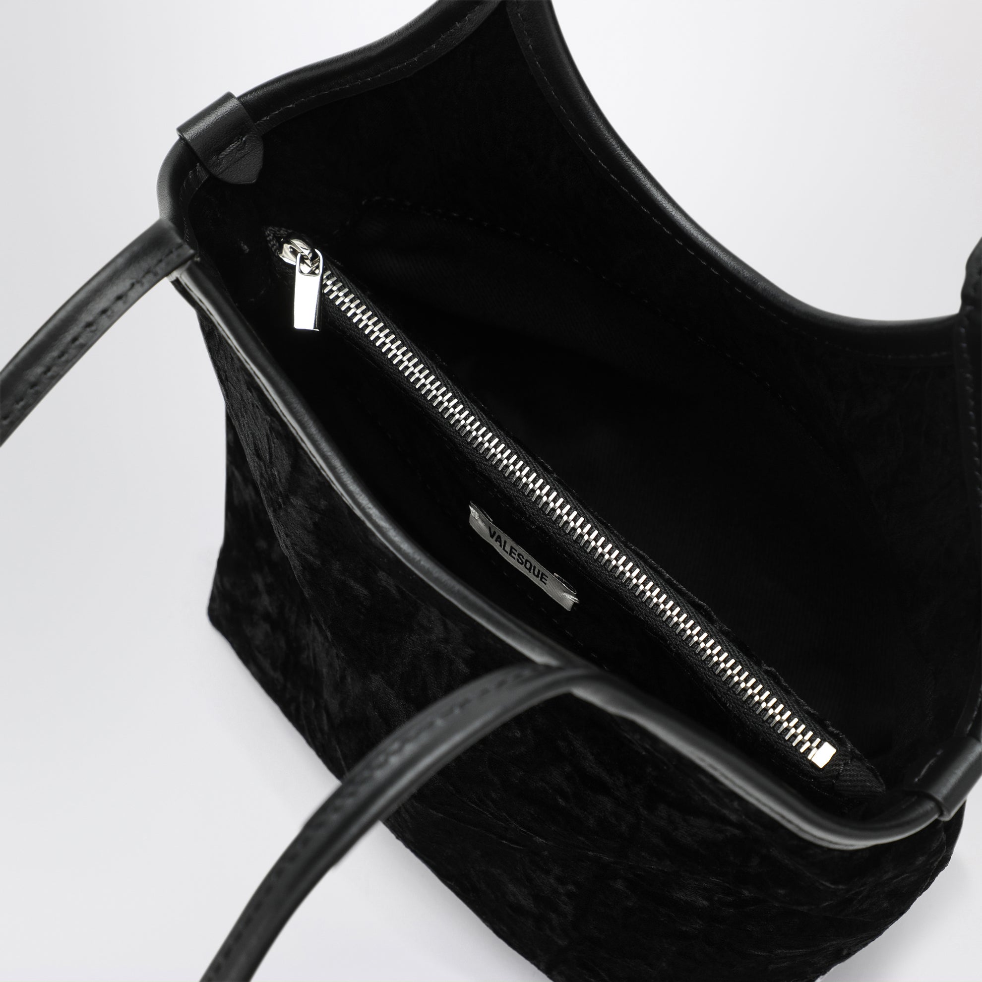Petit cabas Cami noir en velours