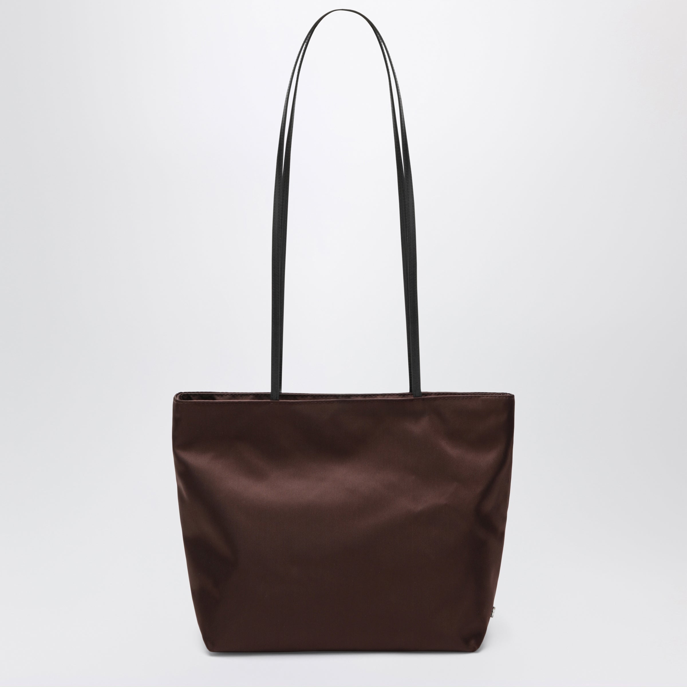 Spaghetti tote bag in brown satin nylon