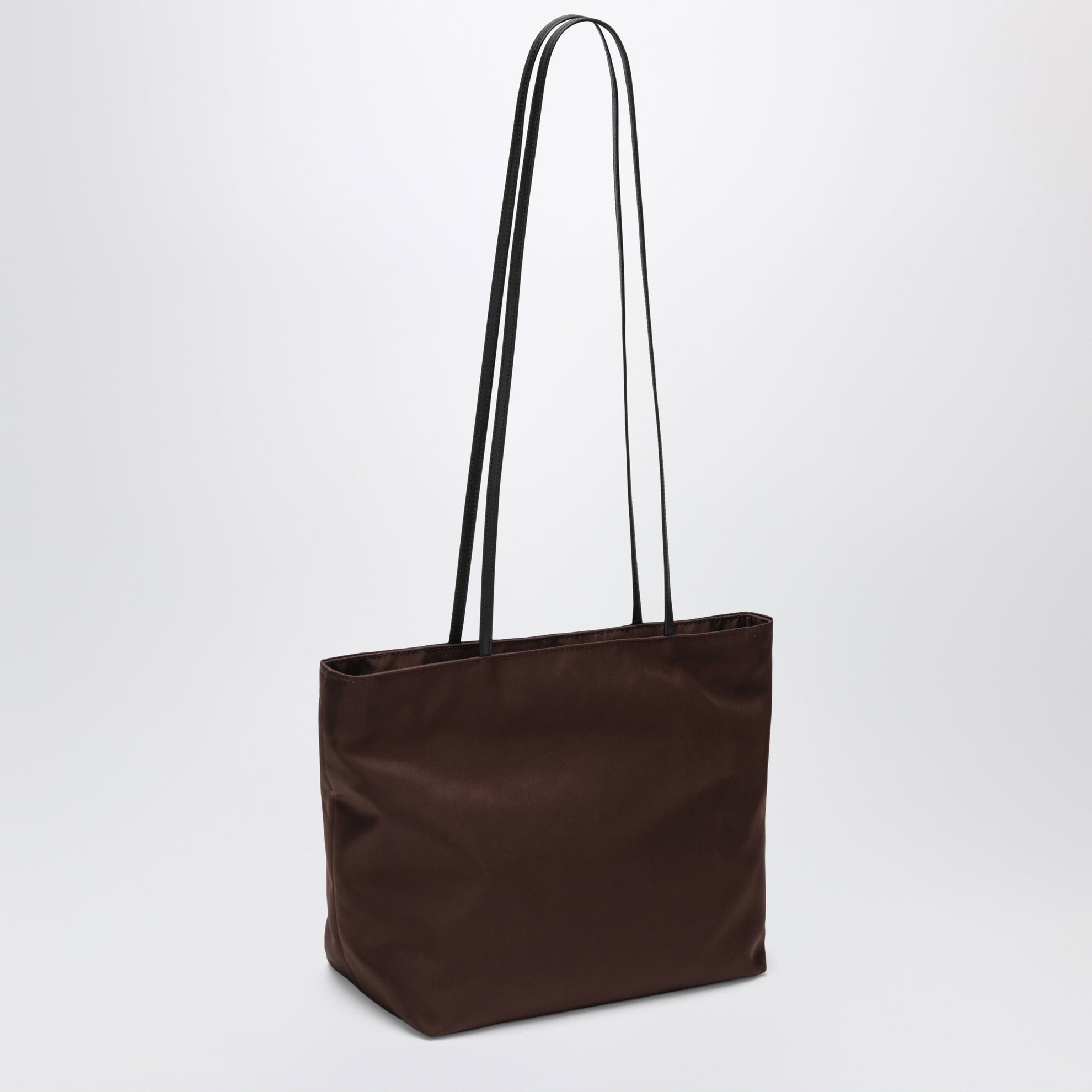 Spaghetti Tote Bag aus braunem Satin-Nylon