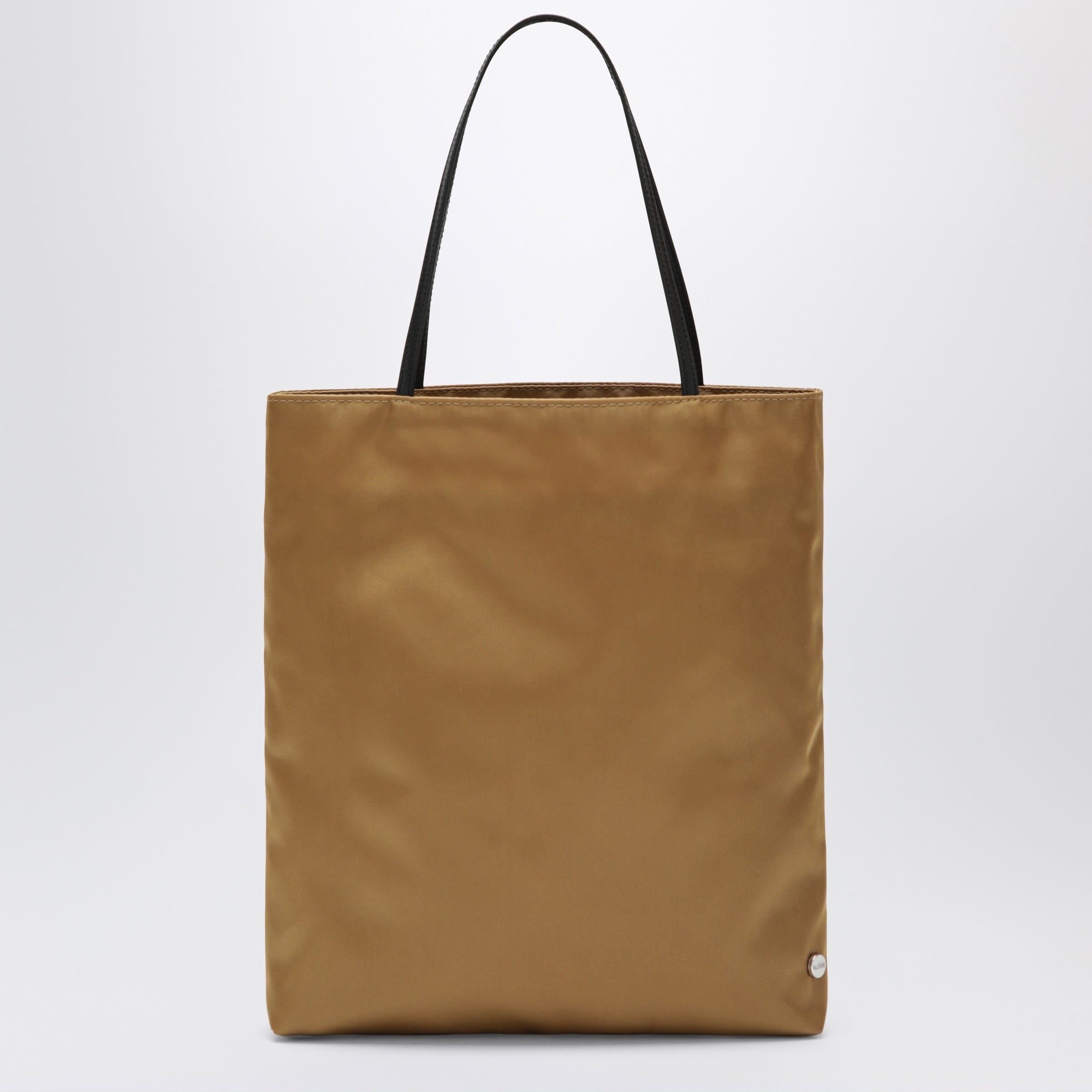 Small Thea tote bag in dark ochre satin nylon
