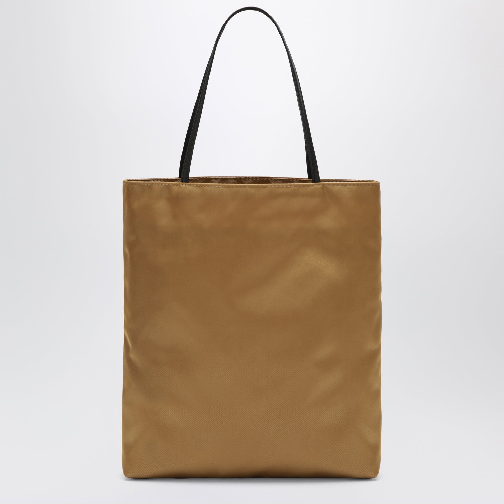 Petit sac cabas Thea en nylon satiné ocre foncé