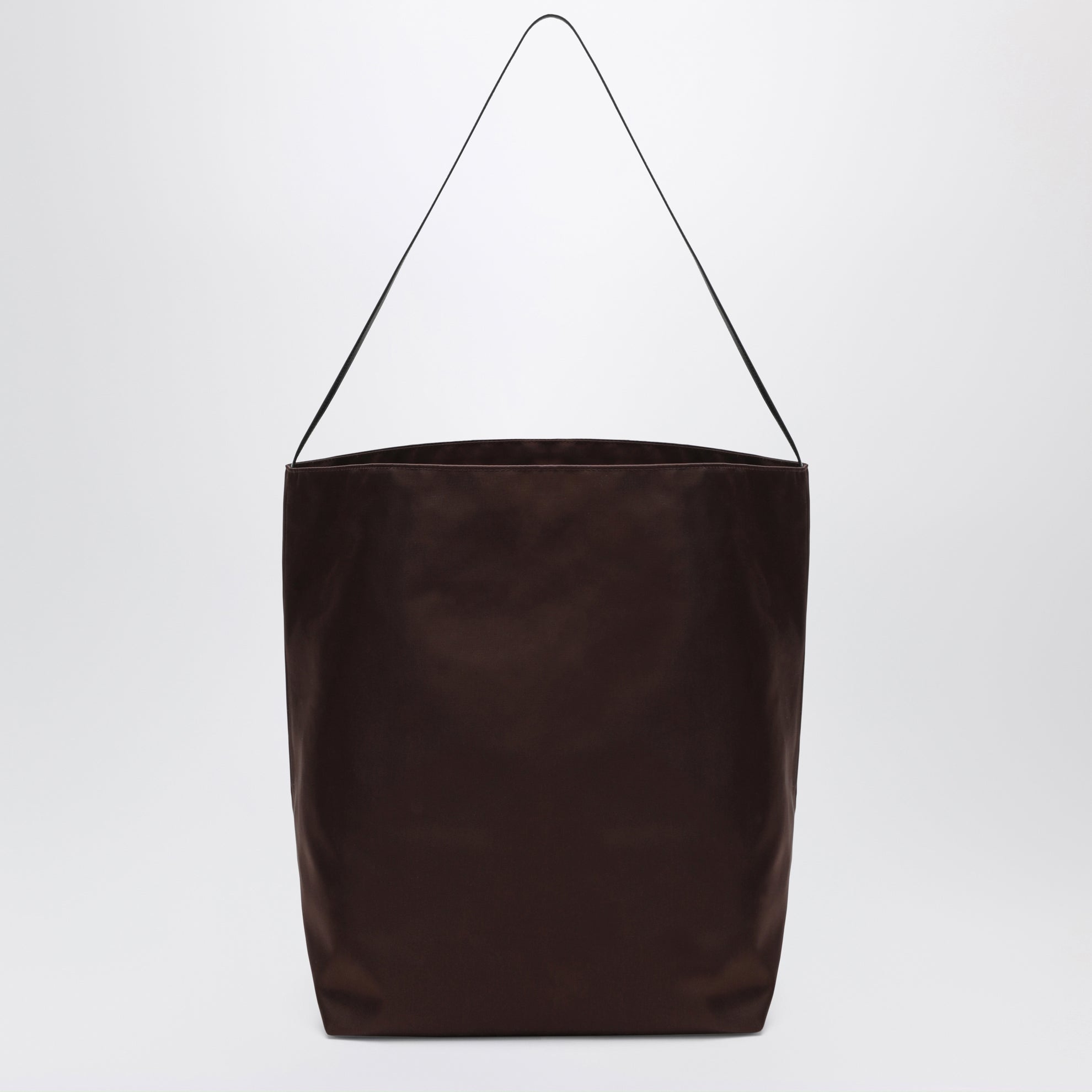 Bucket tote bag in brown nylon
