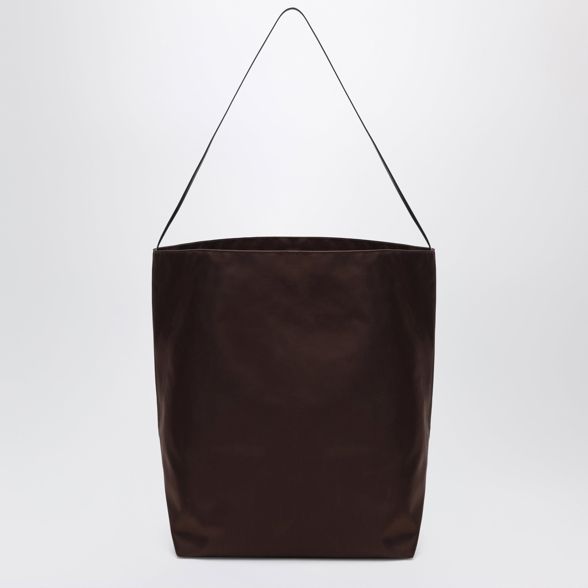 Bucket tote bag in brown nylon