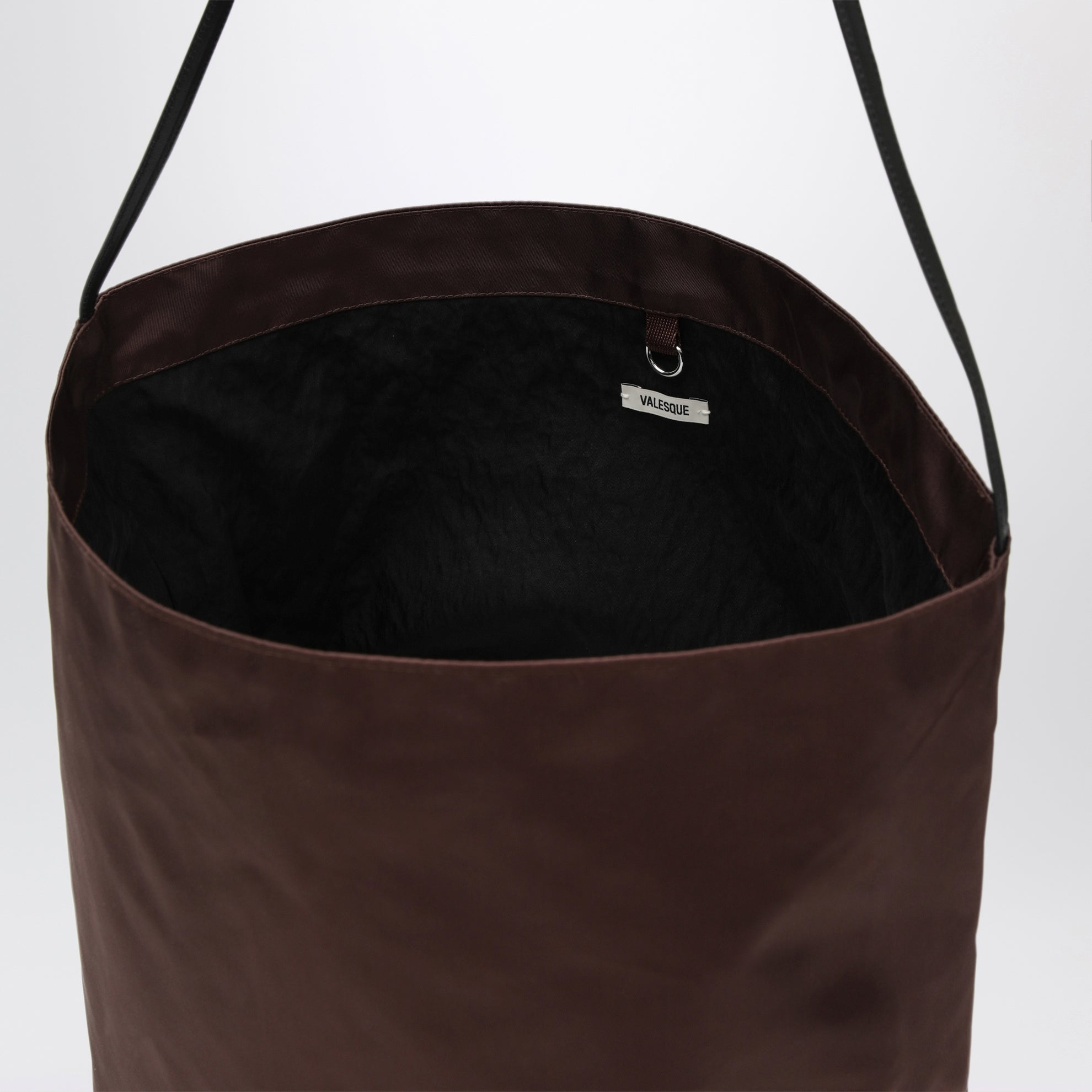 Bucket tote bag in brown nylon
