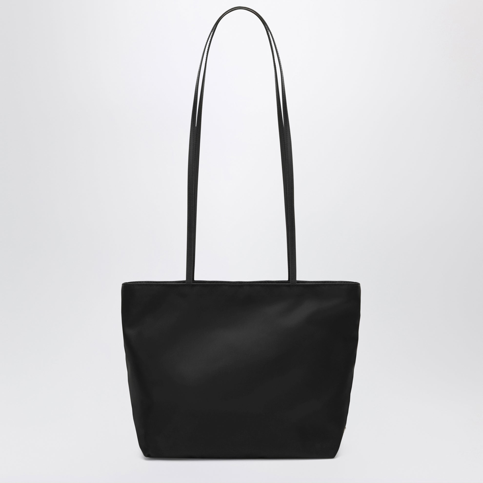 Borsa tote Spaghetti nera in nylon satinato