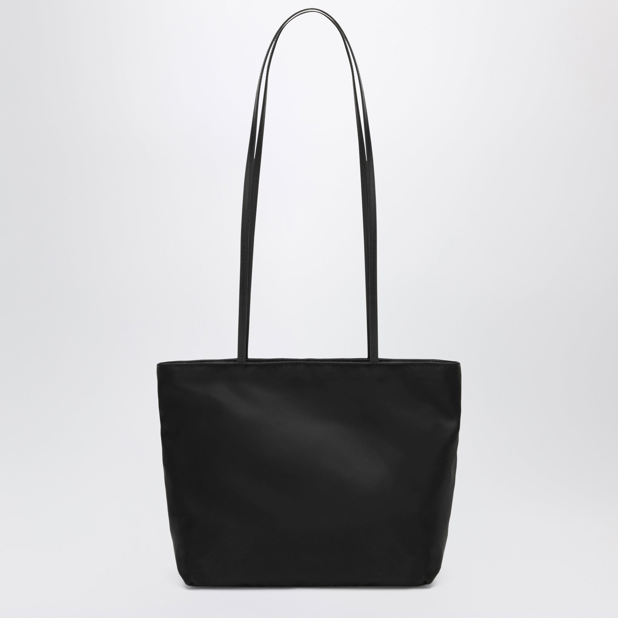 Borsa tote Spaghetti nera in nylon satinato