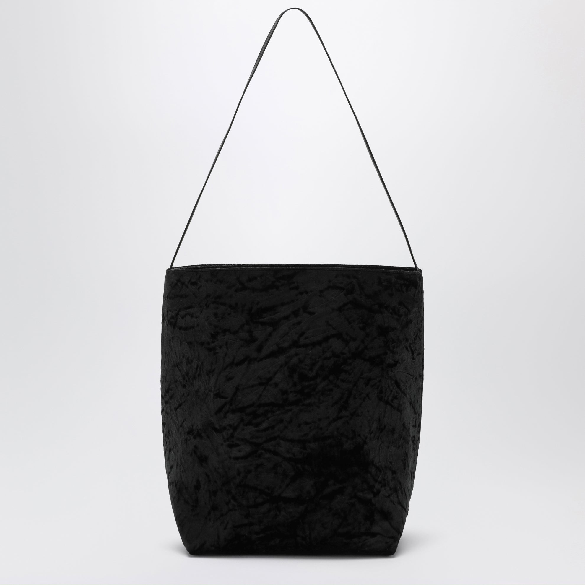 Borsa tote Bucket nera in velluto