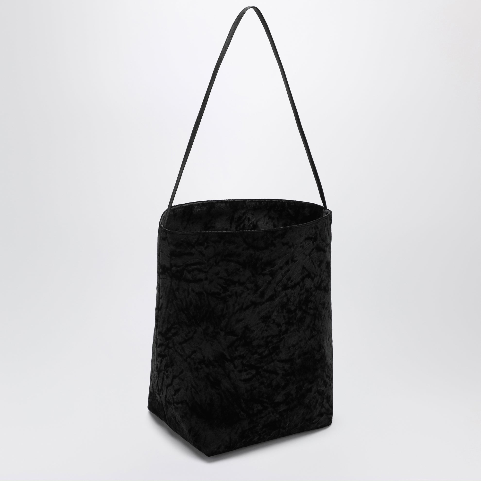 Borsa tote Bucket nera in velluto