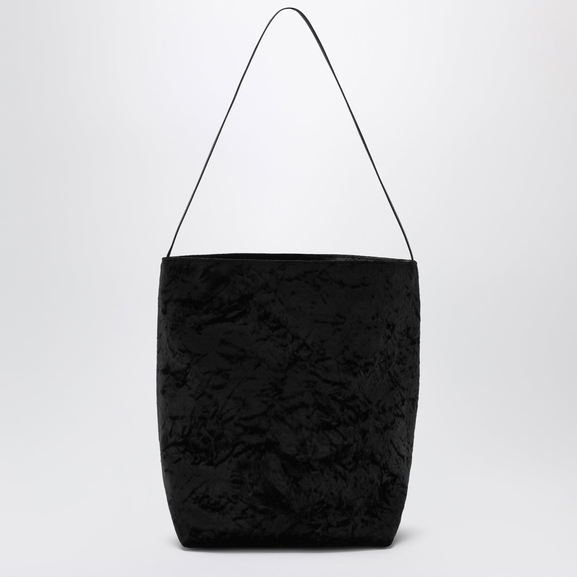 Borsa tote Bucket nera in velluto