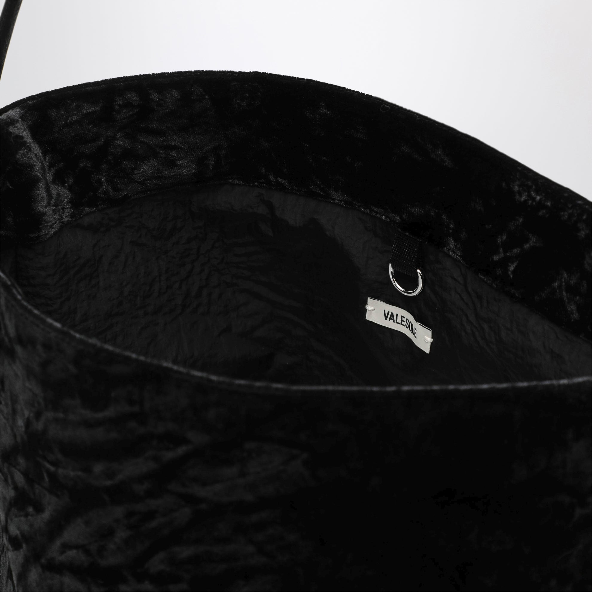 Borsa tote Bucket nera in velluto