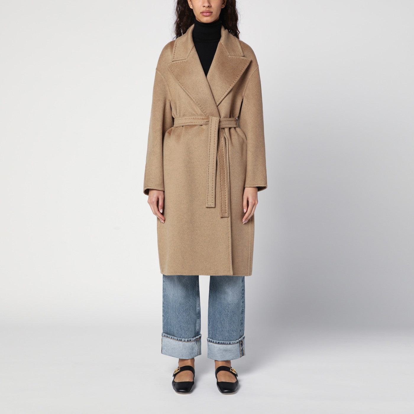 Beige deconstructed cashmere coat