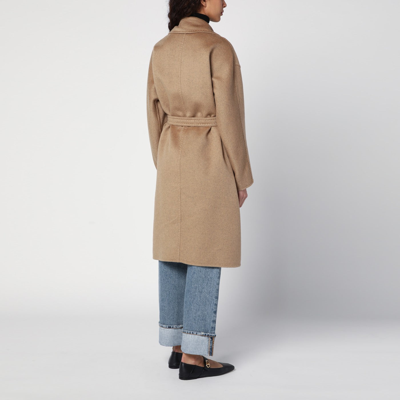 Beige deconstructed cashmere coat