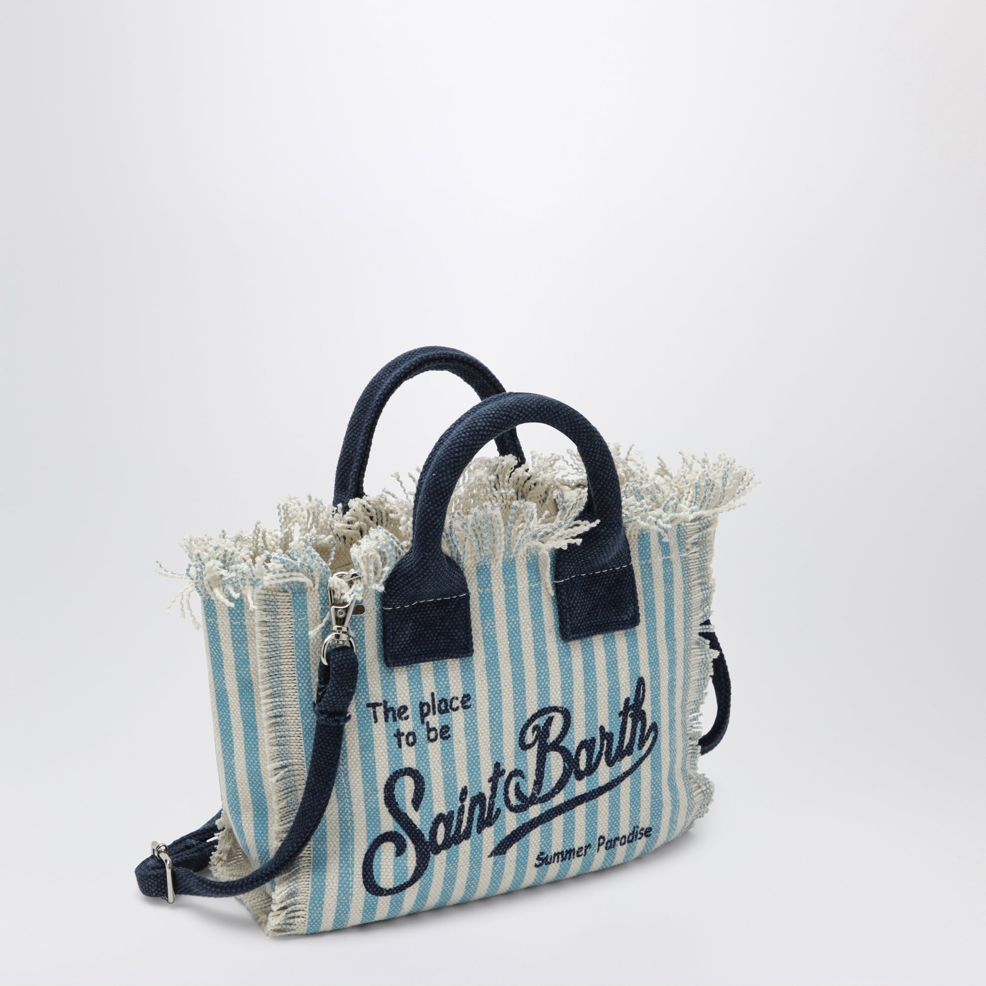 Borsa Colette a righe bianca/azzurra