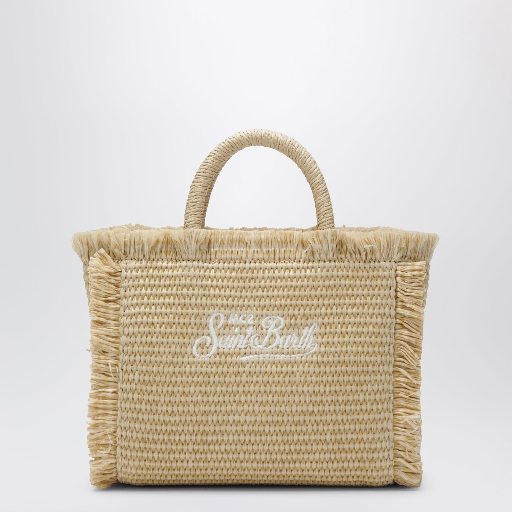 Kleine Colette-Tasche aus strohähnlichem Stoff mit Perlen