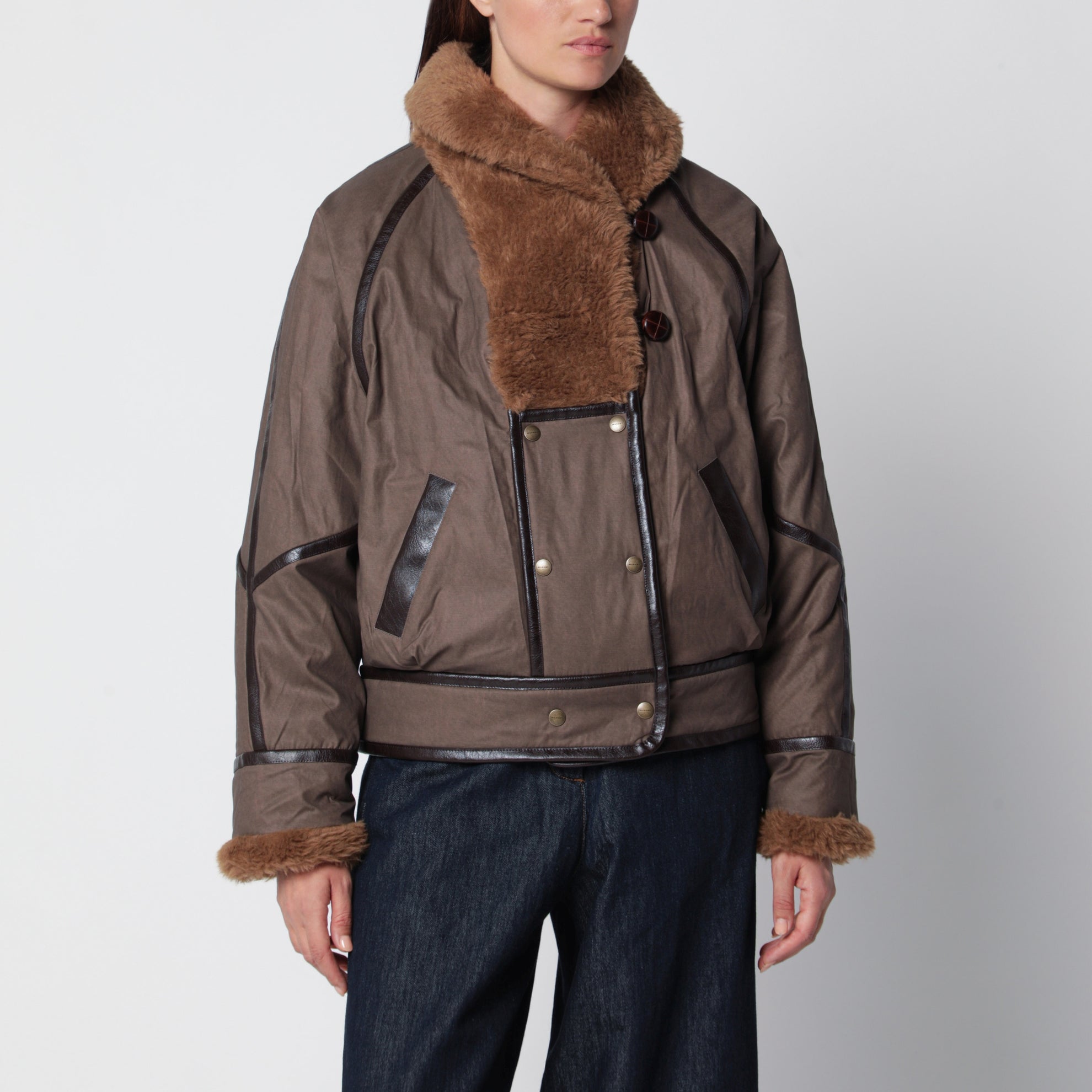 Parka en coton enduit marron Olinka