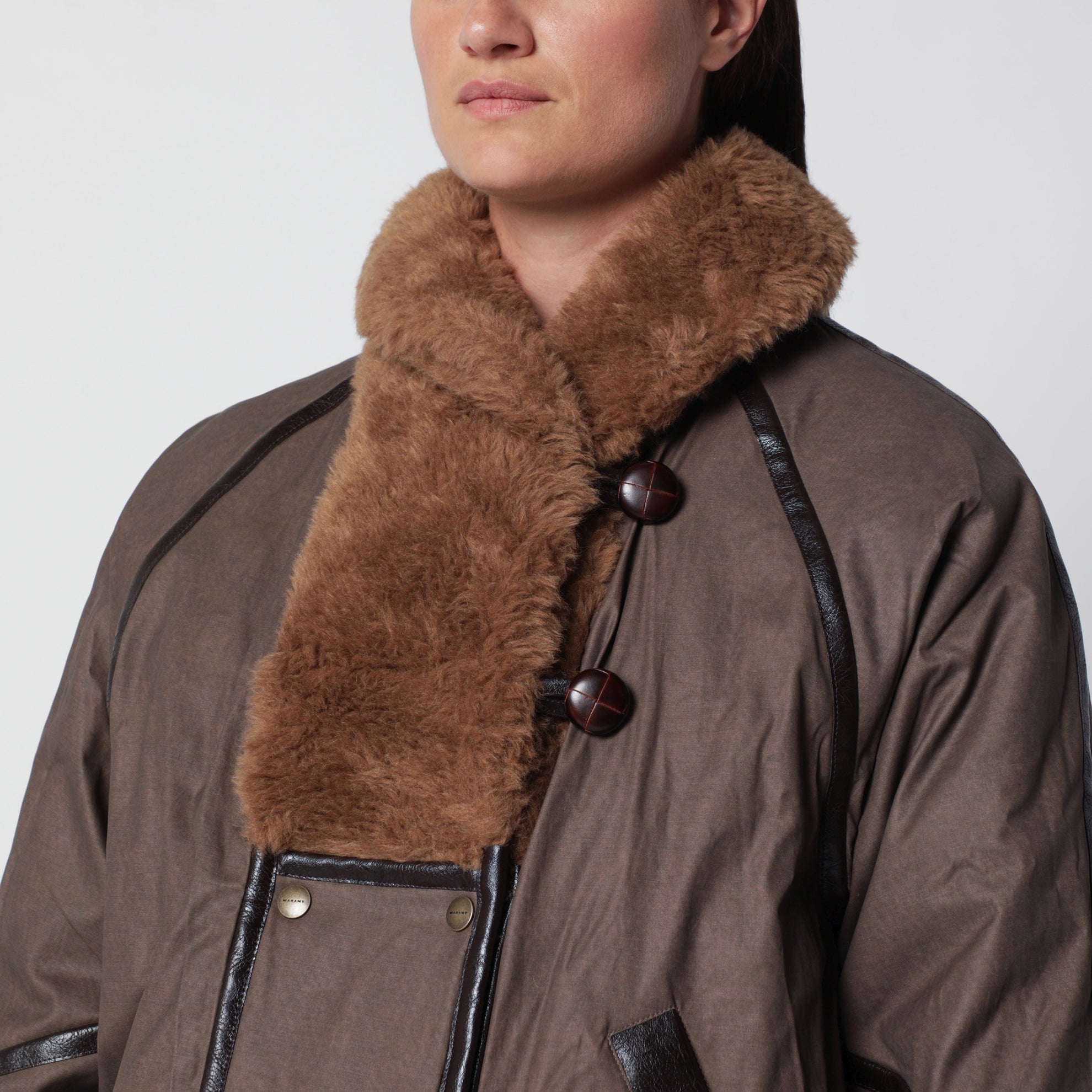 Parka en coton enduit marron Olinka