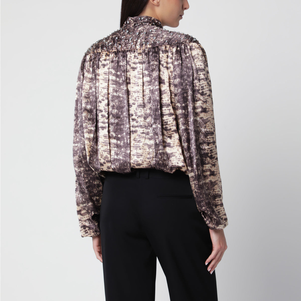 Beige Laraya blouse in silk with python print