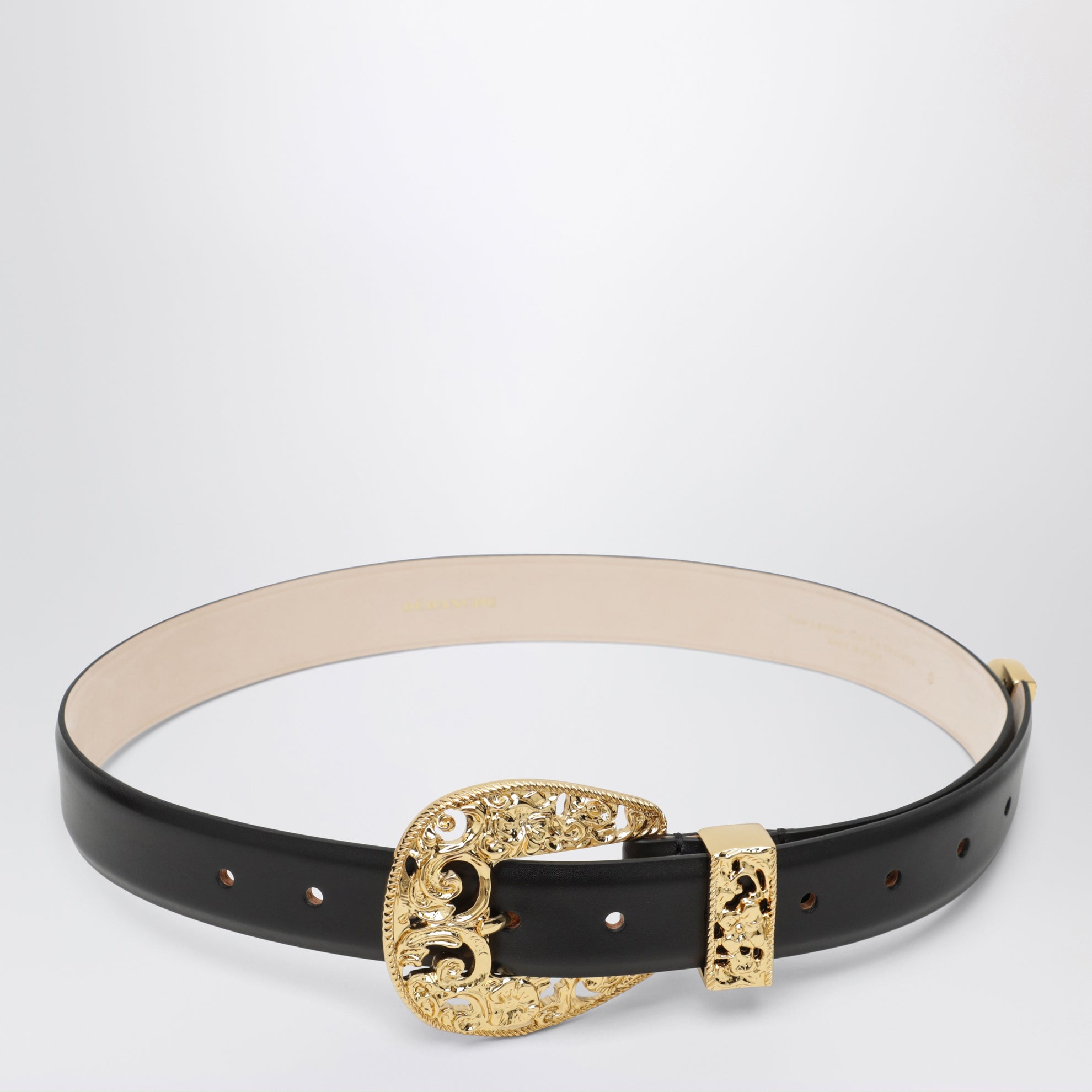 Cintura Versailles nera/oro in pelle
