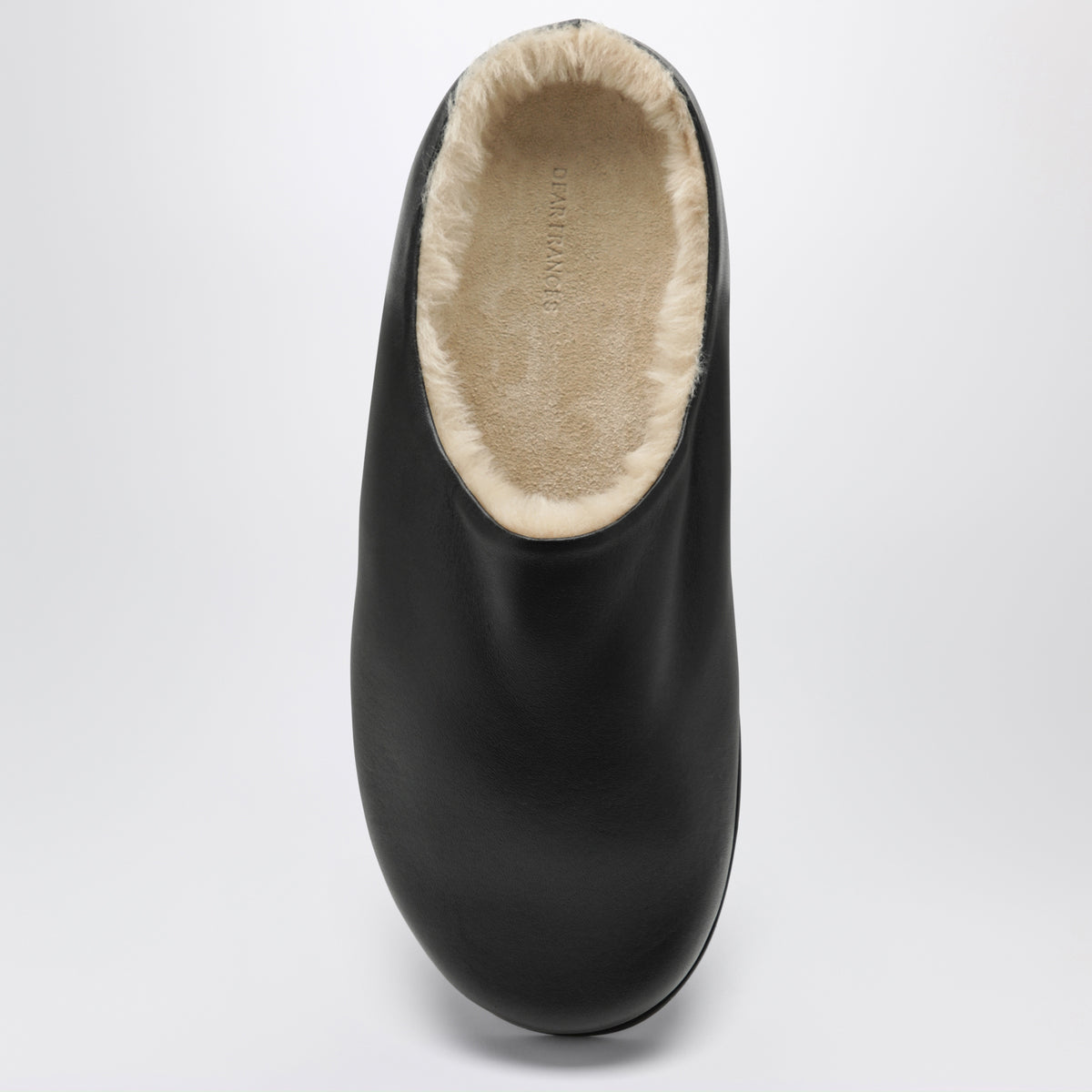 Slipper Shoes noires en cuir avec intérieur en shearling