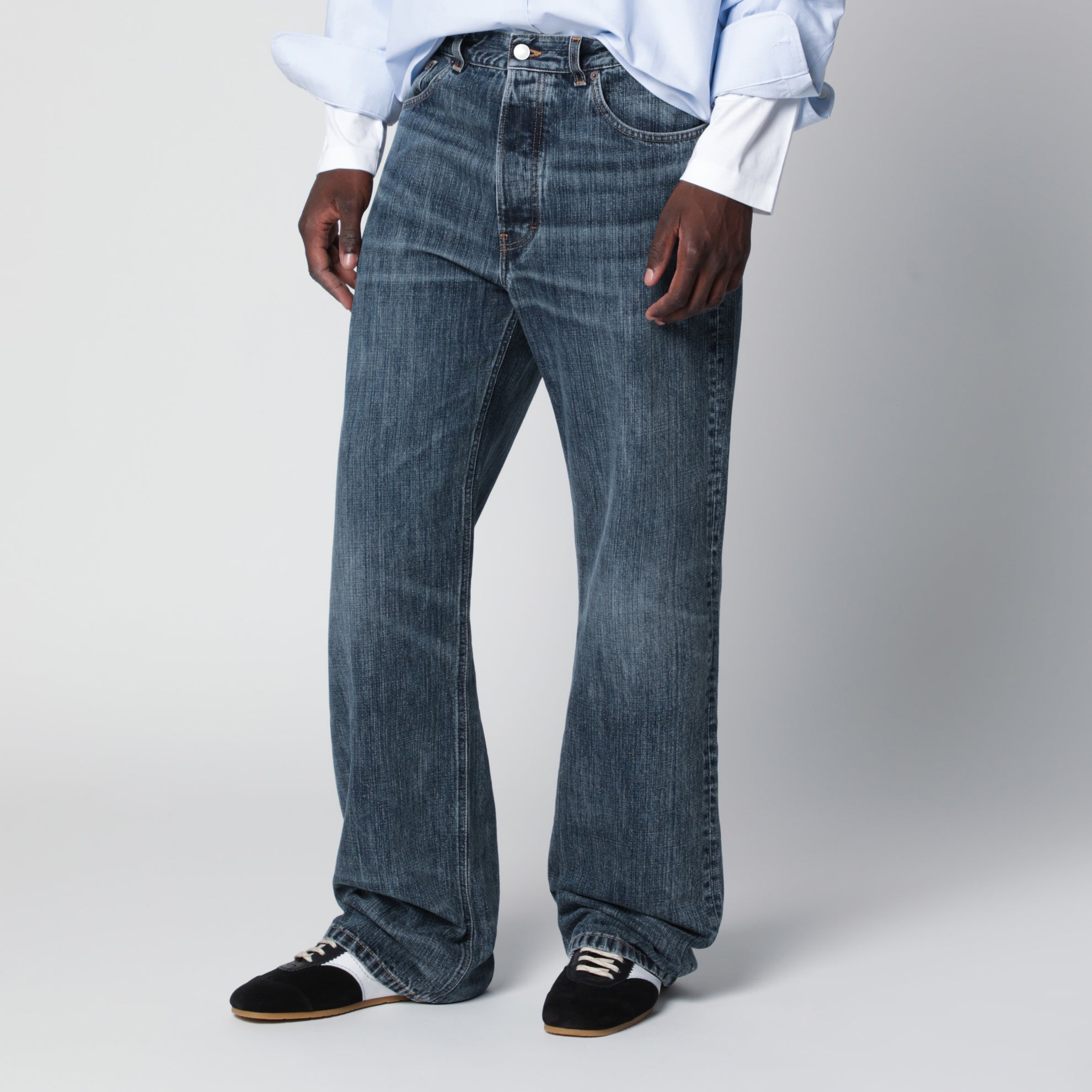 Vega dark blue vintage-effect jeans