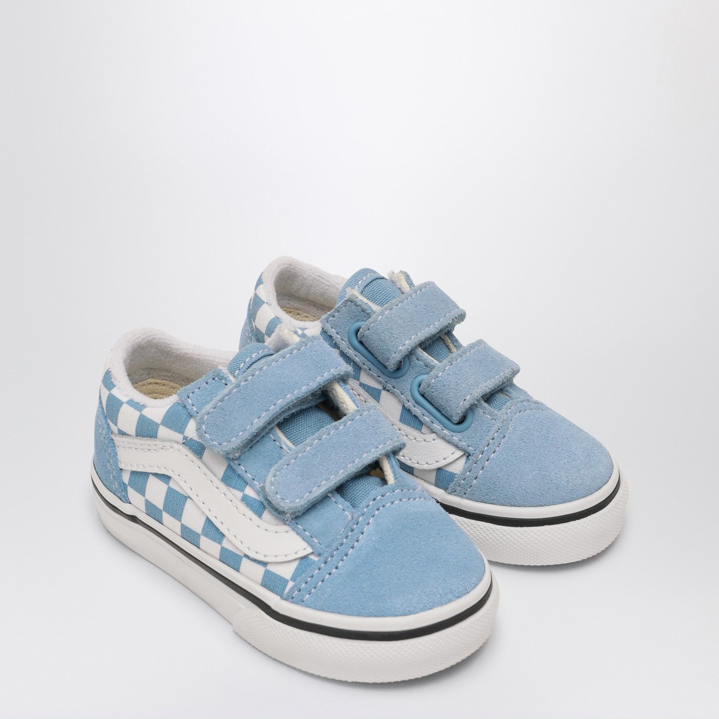 Baskets Old Skool blanches/bleues avec motif Check