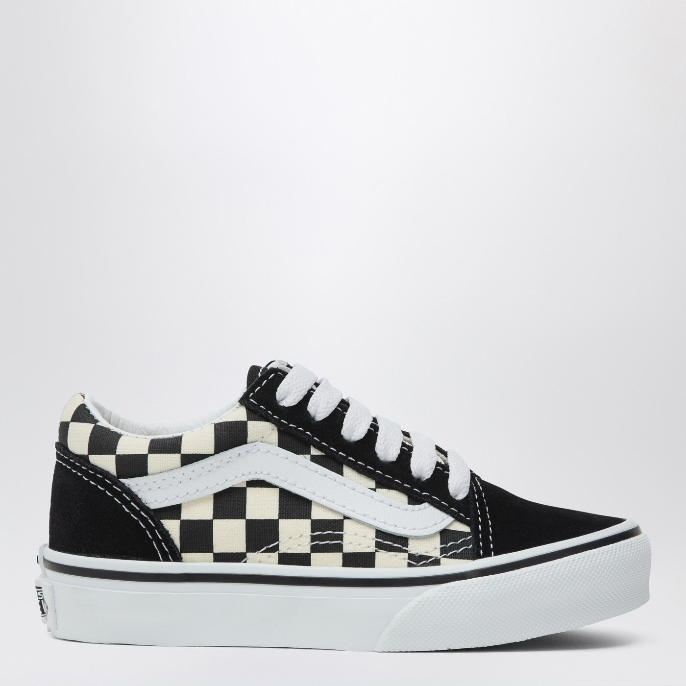 Baskets Old Skool blanches/noires avec motifs à carreaux