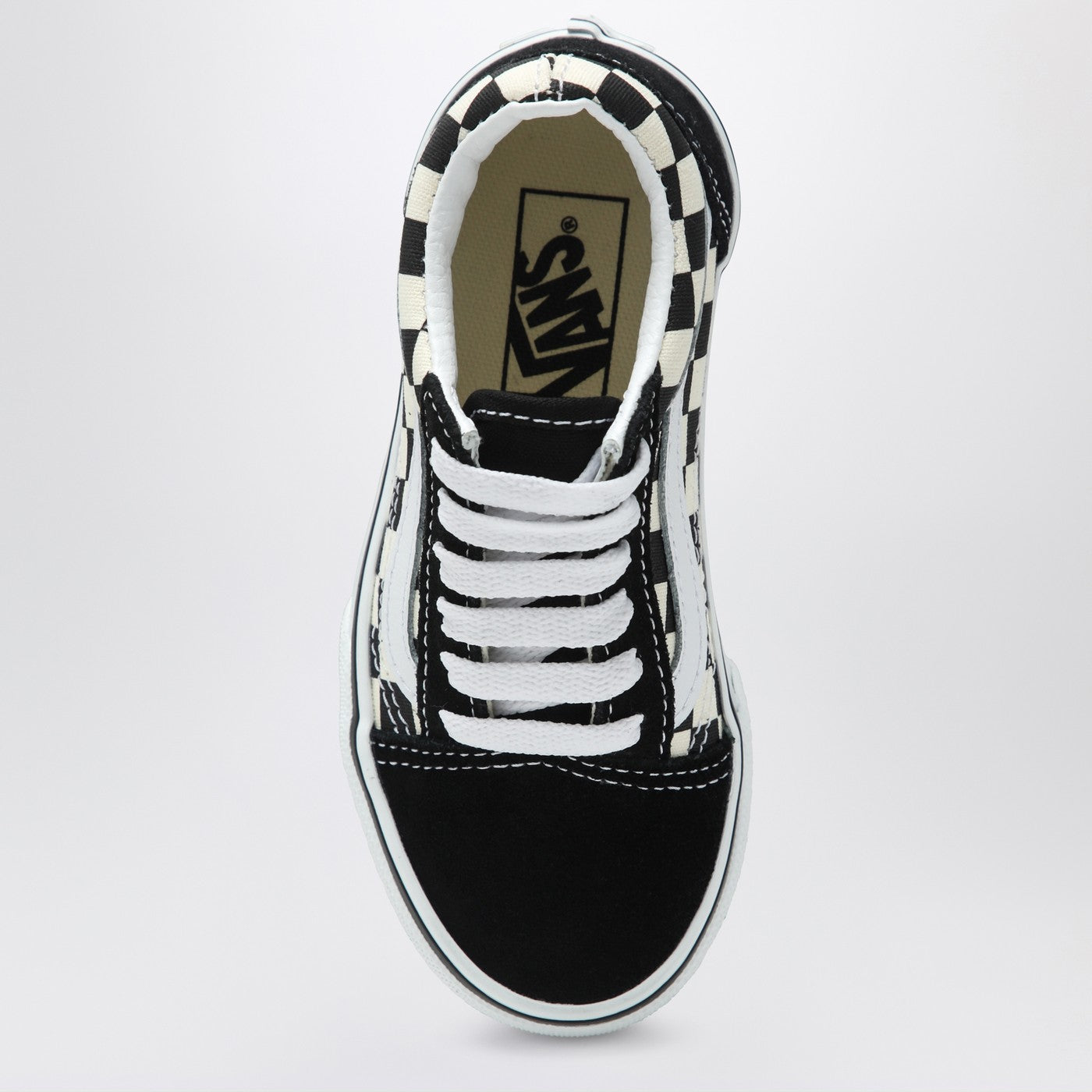 Baskets Old Skool blanches/noires avec motifs à carreaux