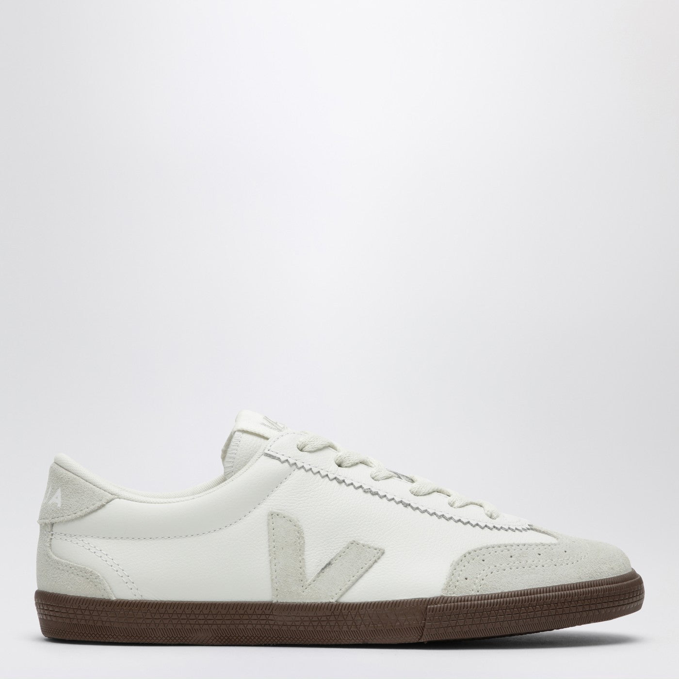 Sneaker Volley in pelle bianca e suede beige chiaro