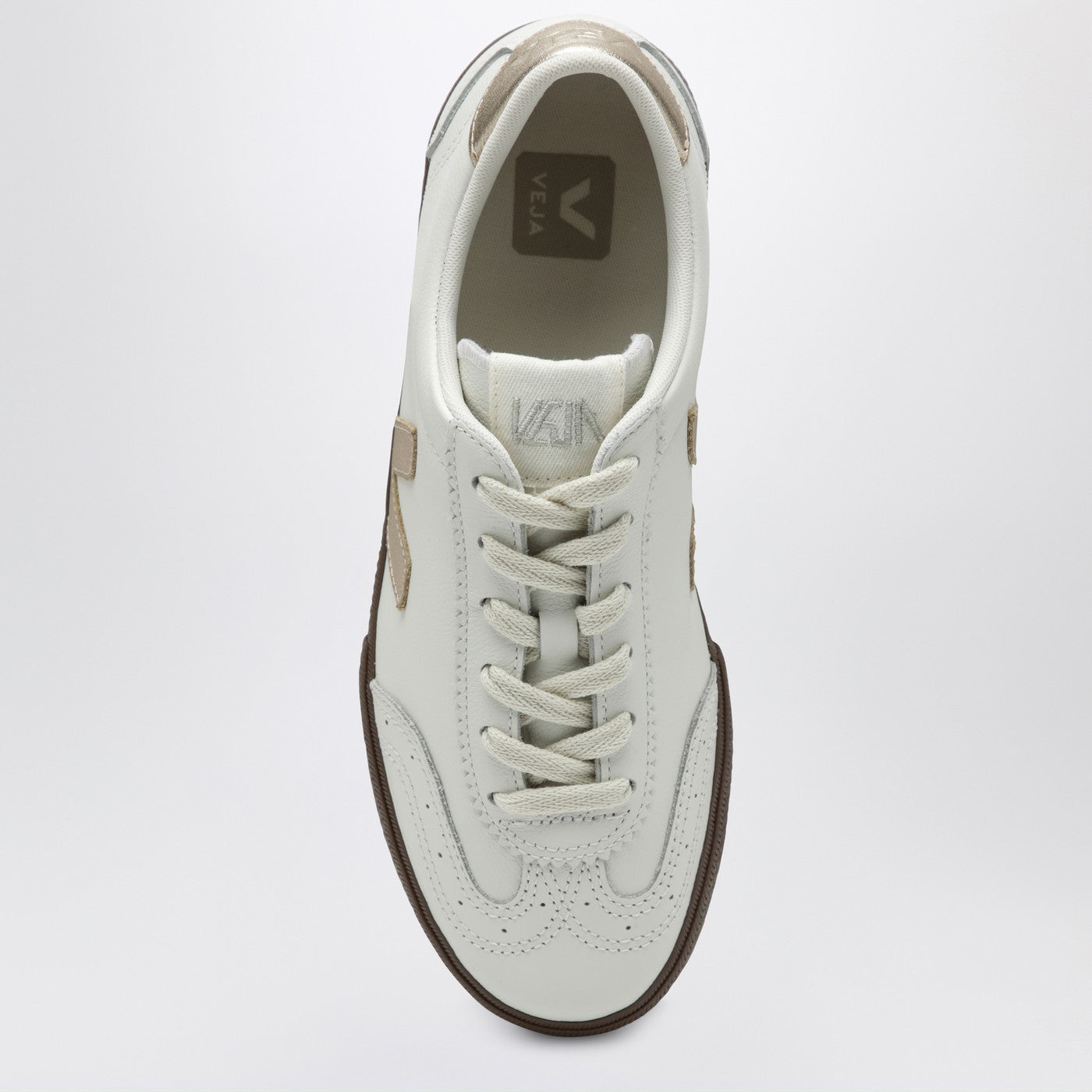 Sneaker Volley in pelle bianca/platino