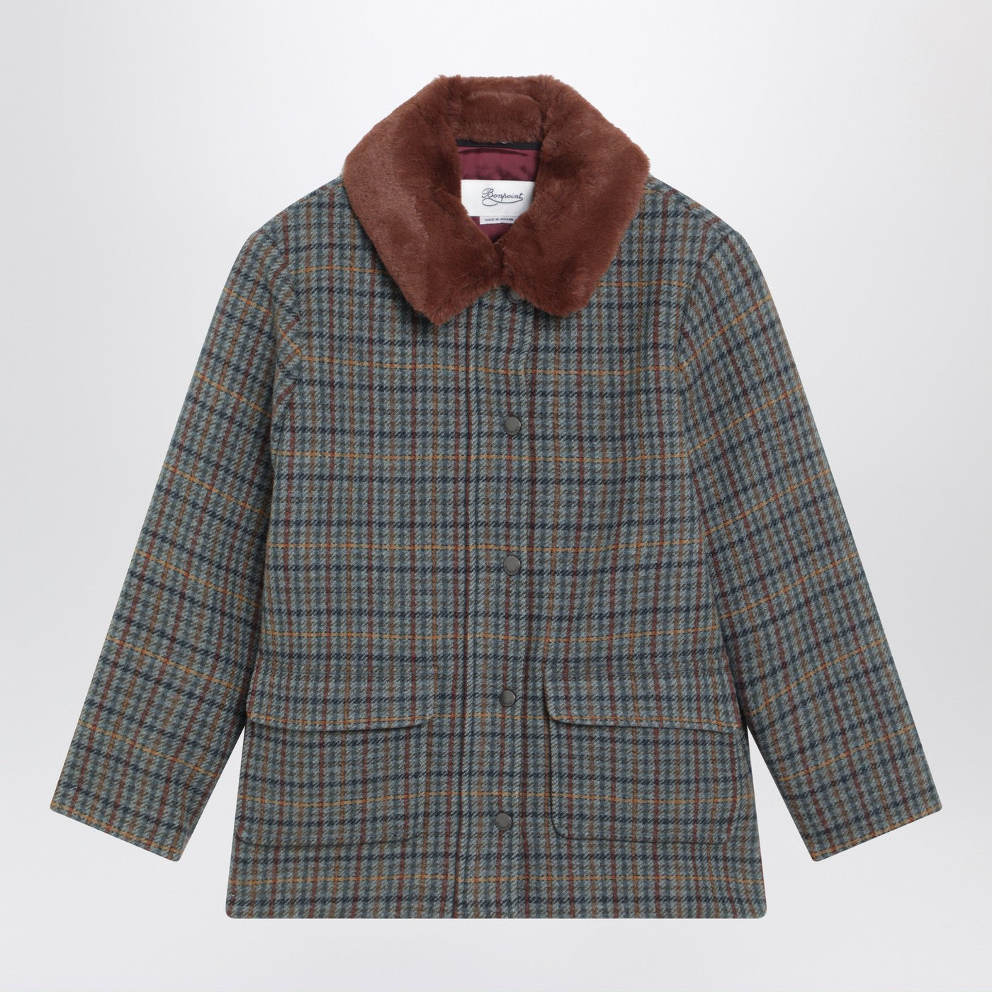 Joao quilted wool coat with checked pattern