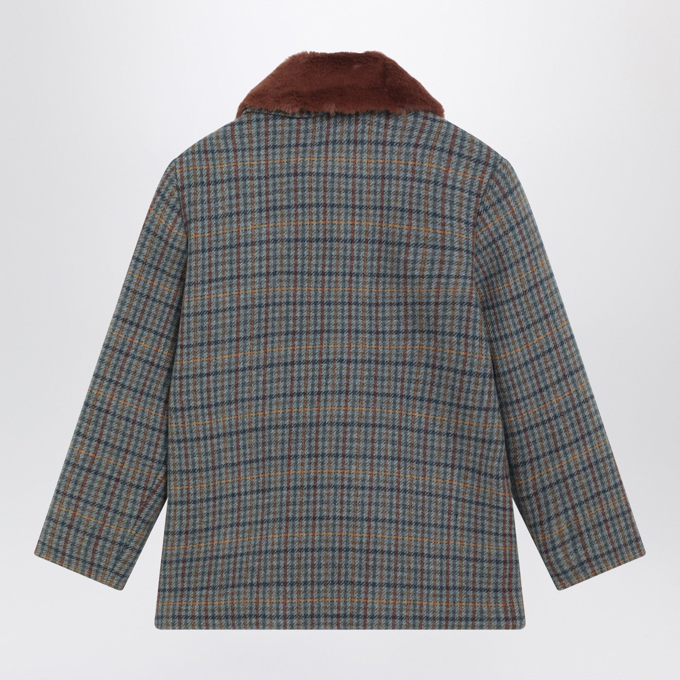 Joao quilted wool coat with checked pattern