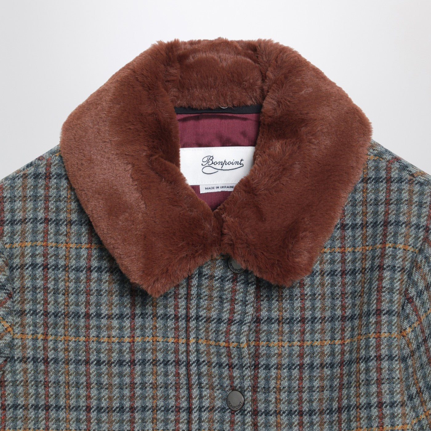 Joao quilted wool coat with checked pattern