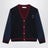 Cardigan blu navy/bordeaux in lana