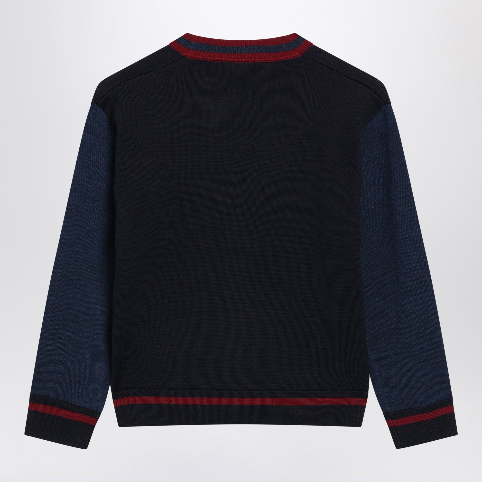 Cardigan blu navy/bordeaux in lana