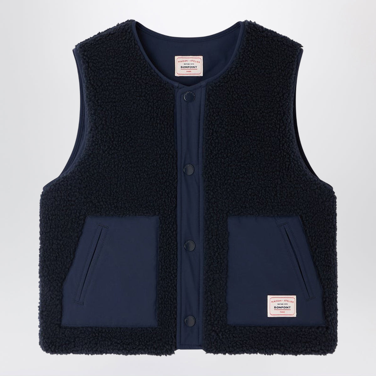 Wendbare Weste in Marineblau aus Sherpa-Fleece