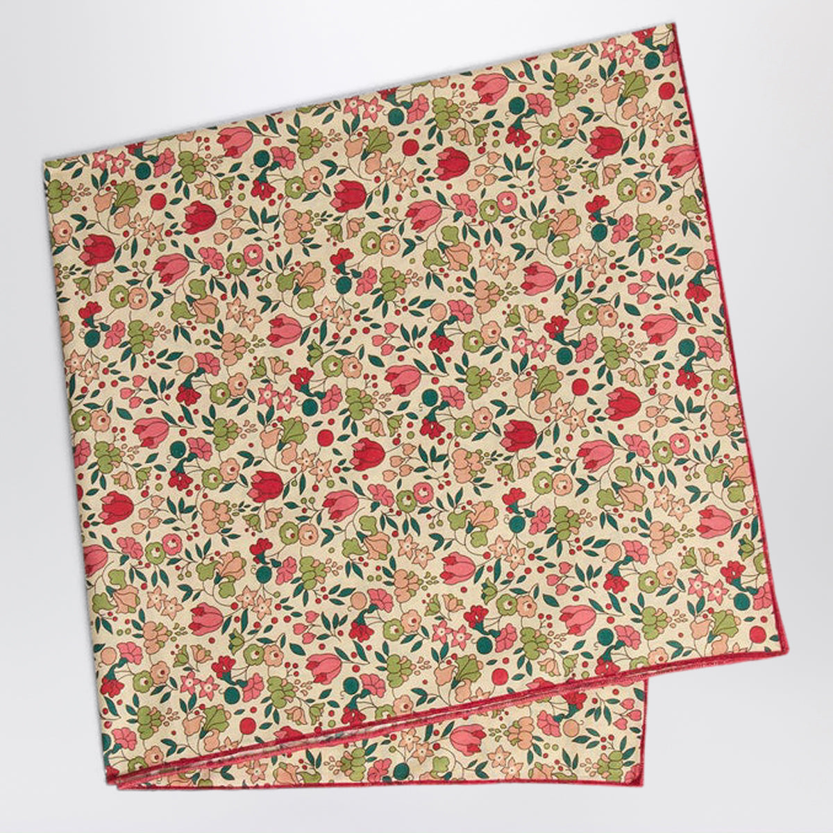 Pink Cayati scarf with floral pattern in organic cotton