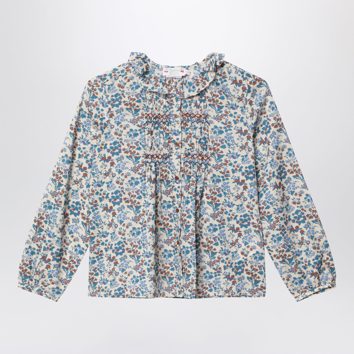 Blusa in cotone con stampa floreale
