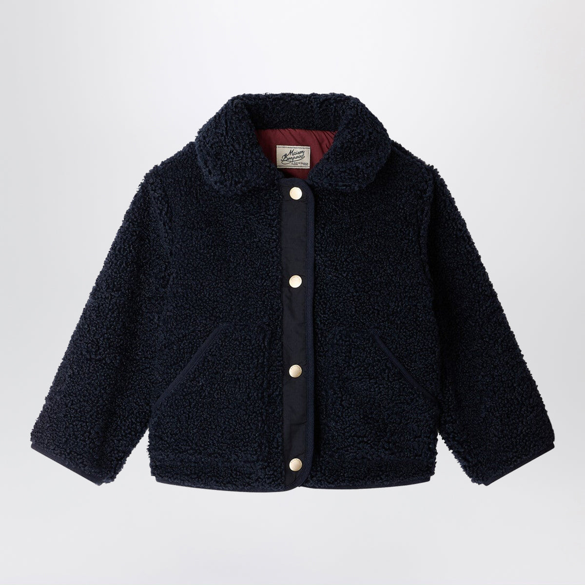Navy blue Moline reversible jacket in sherpa-effect fleece