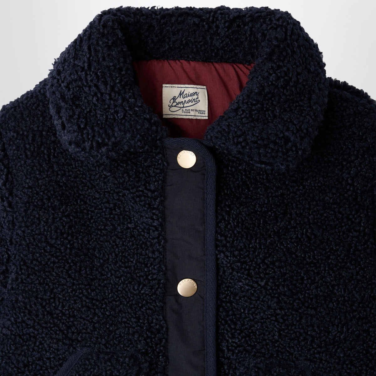 Navy blue Moline reversible jacket in sherpa-effect fleece