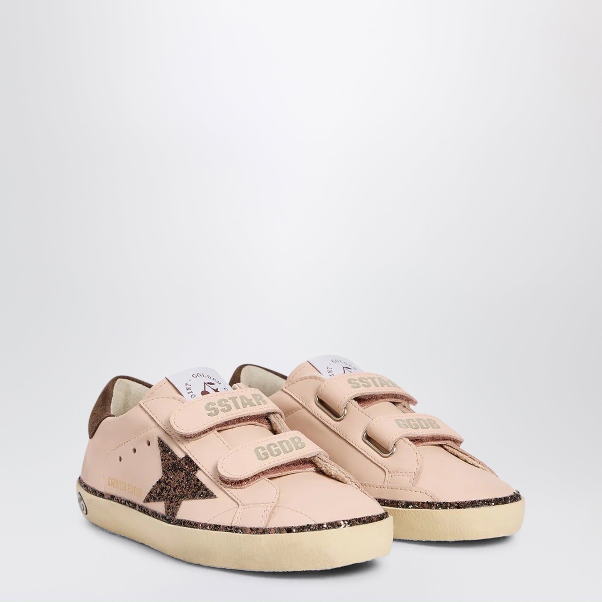 Rosa Leder-Sneakers Old School Bonpoint x Golden Goose
