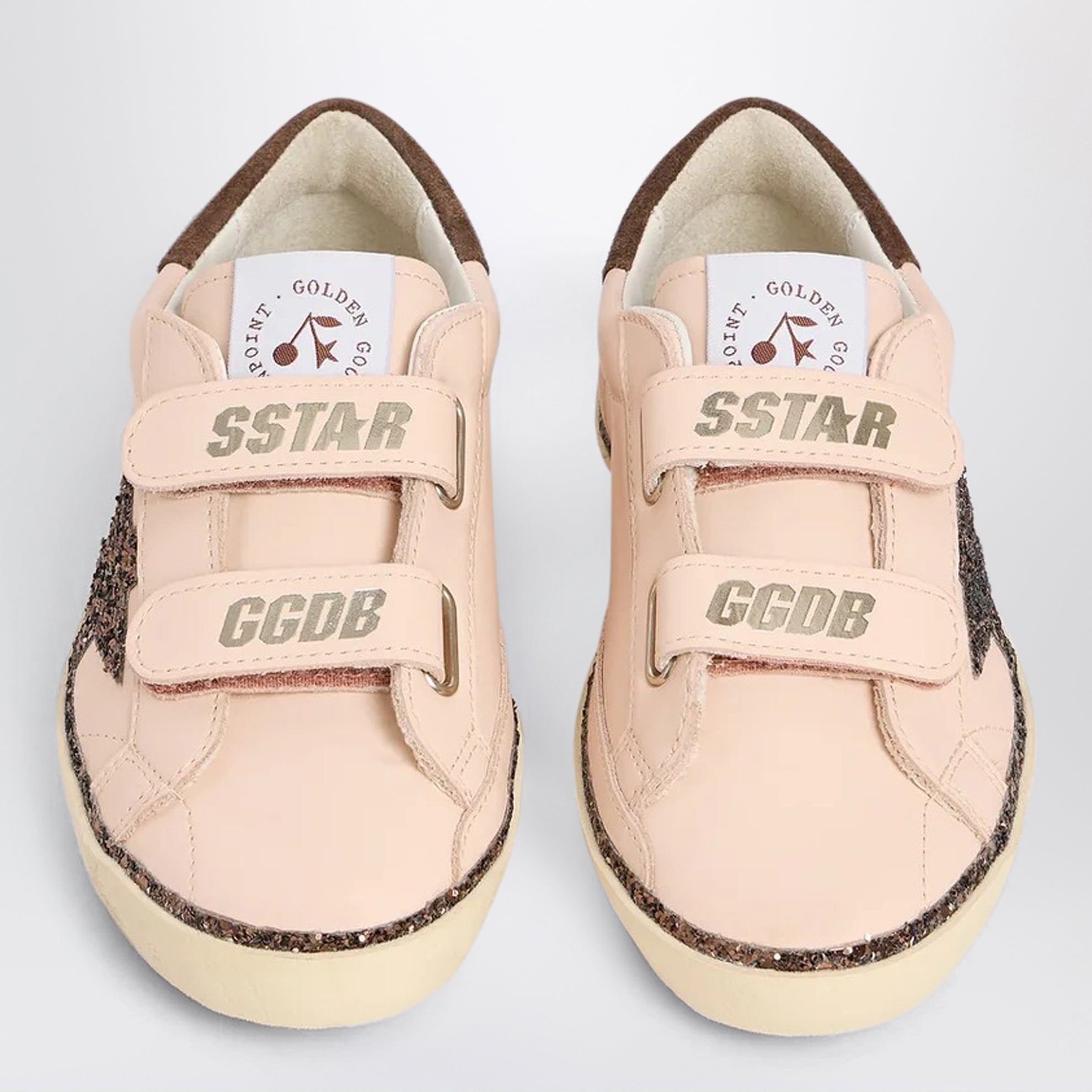 Rosa Leder-Sneakers Old School Bonpoint x Golden Goose