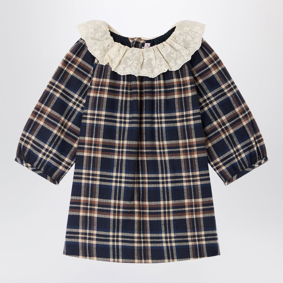Flavili blau kariertes Kleid aus Bio-Baumwolle