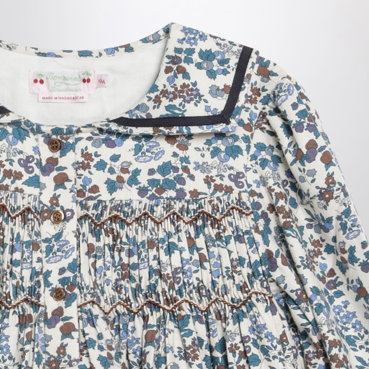 Robe Marinette bleue à imprimé floral en coton