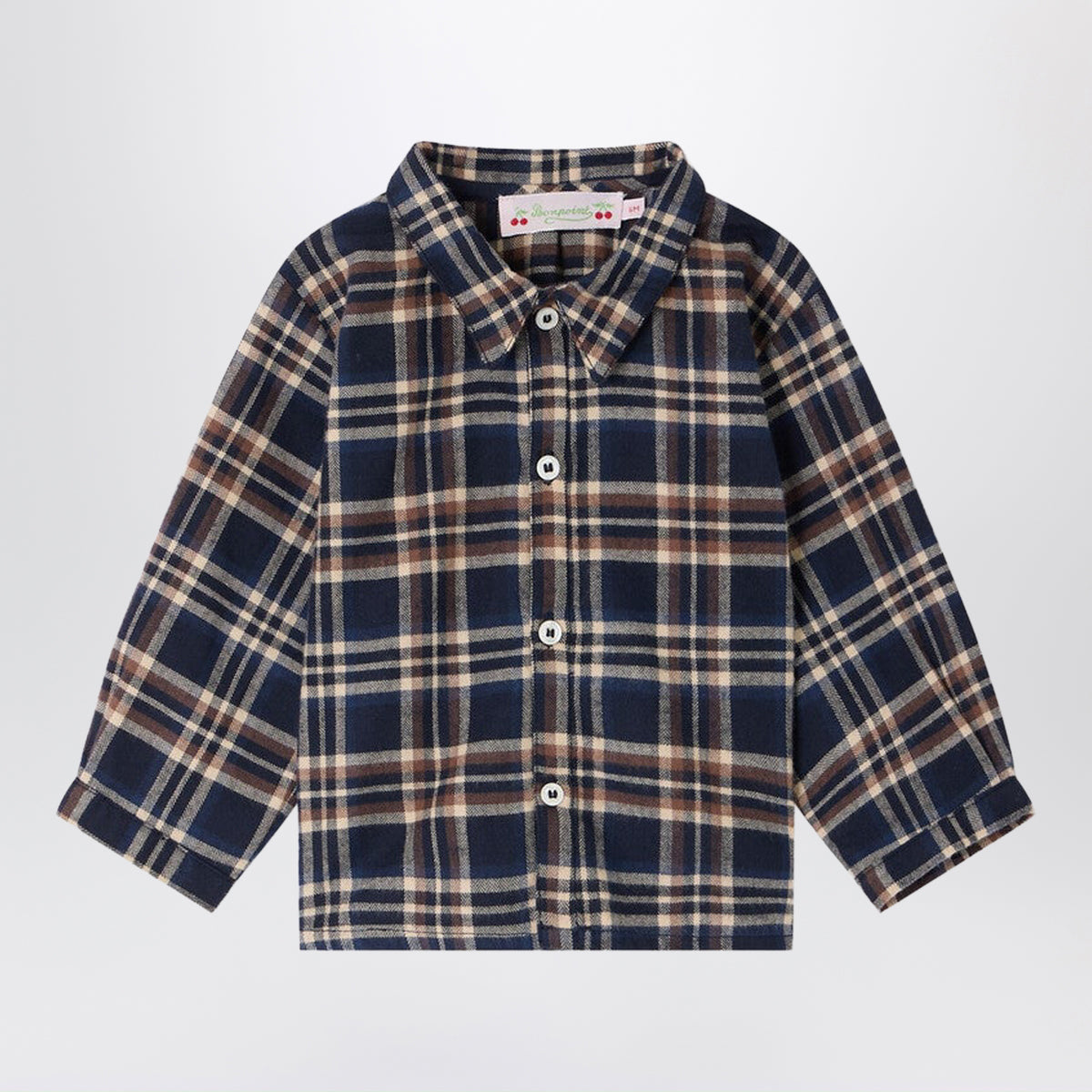 Nathan blue checked shirt in organic cotton