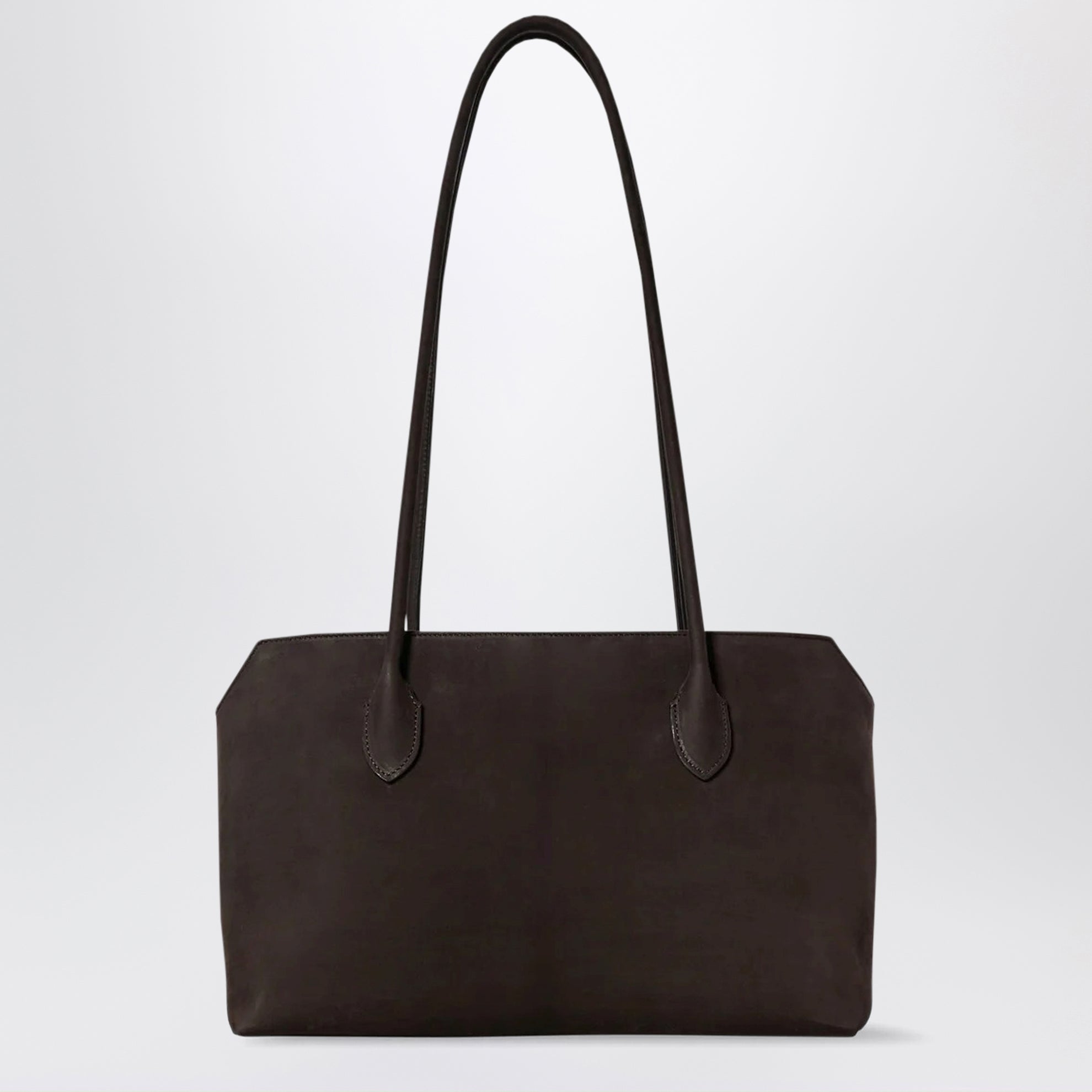 Terrasse nubuck calf leather shoulder bag, ebony brown
