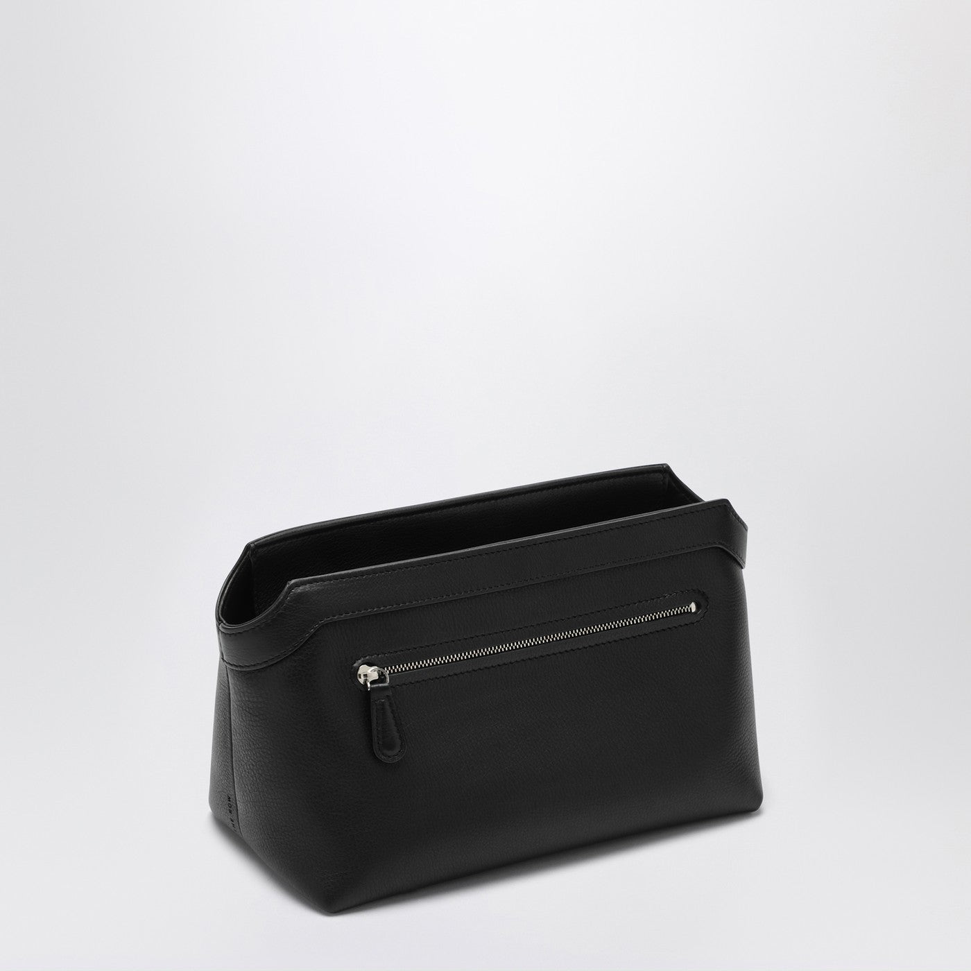 Black leather clutch bag
