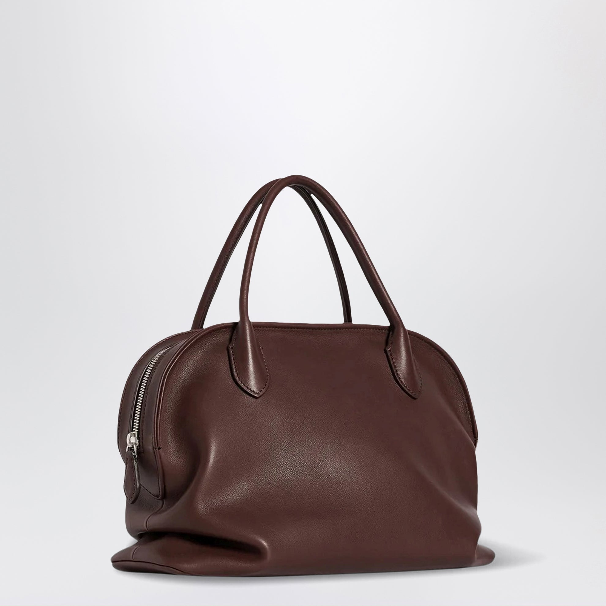Sac à main Agnes en cuir de veau lustré bordeaux