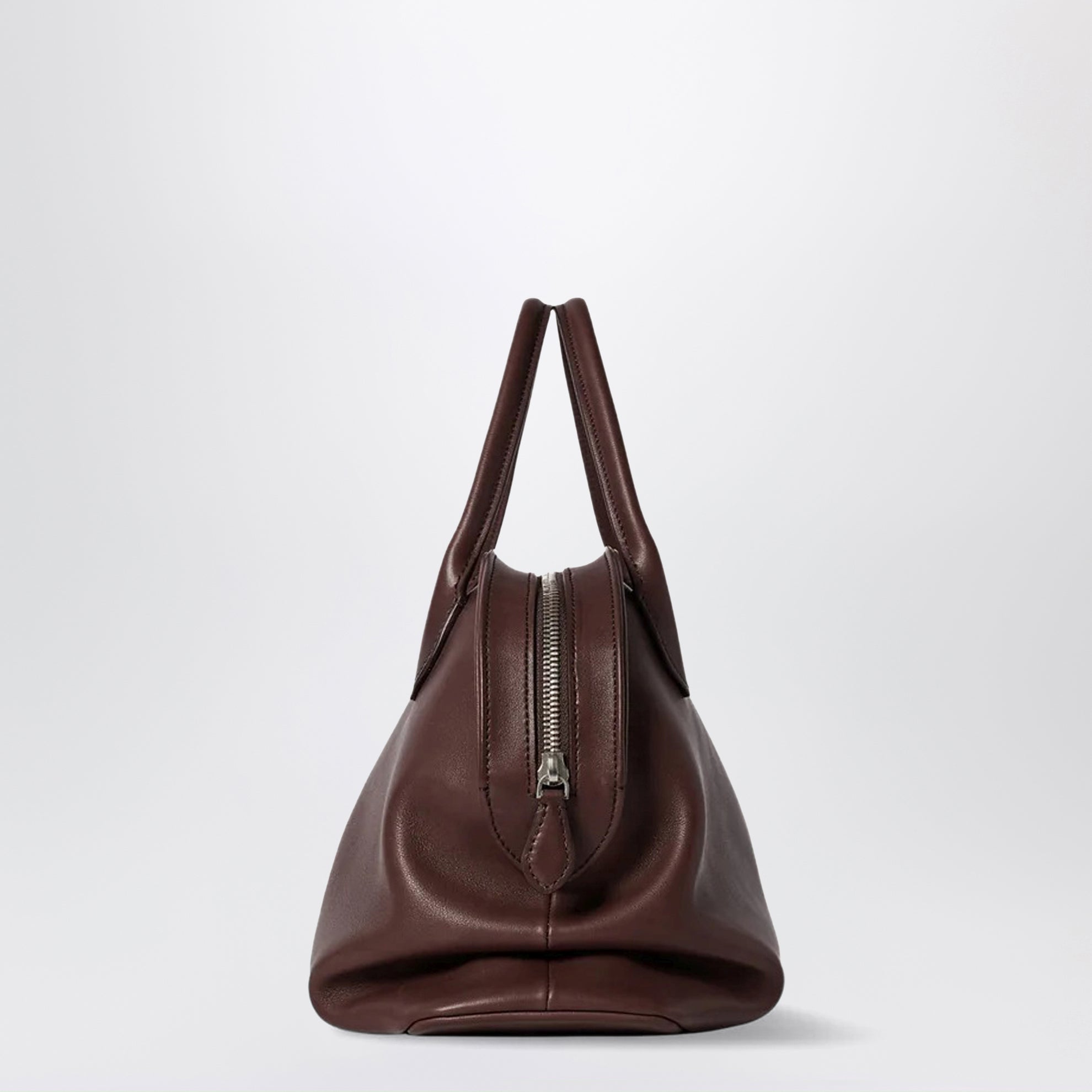 Sac à main Agnes en cuir de veau lustré bordeaux