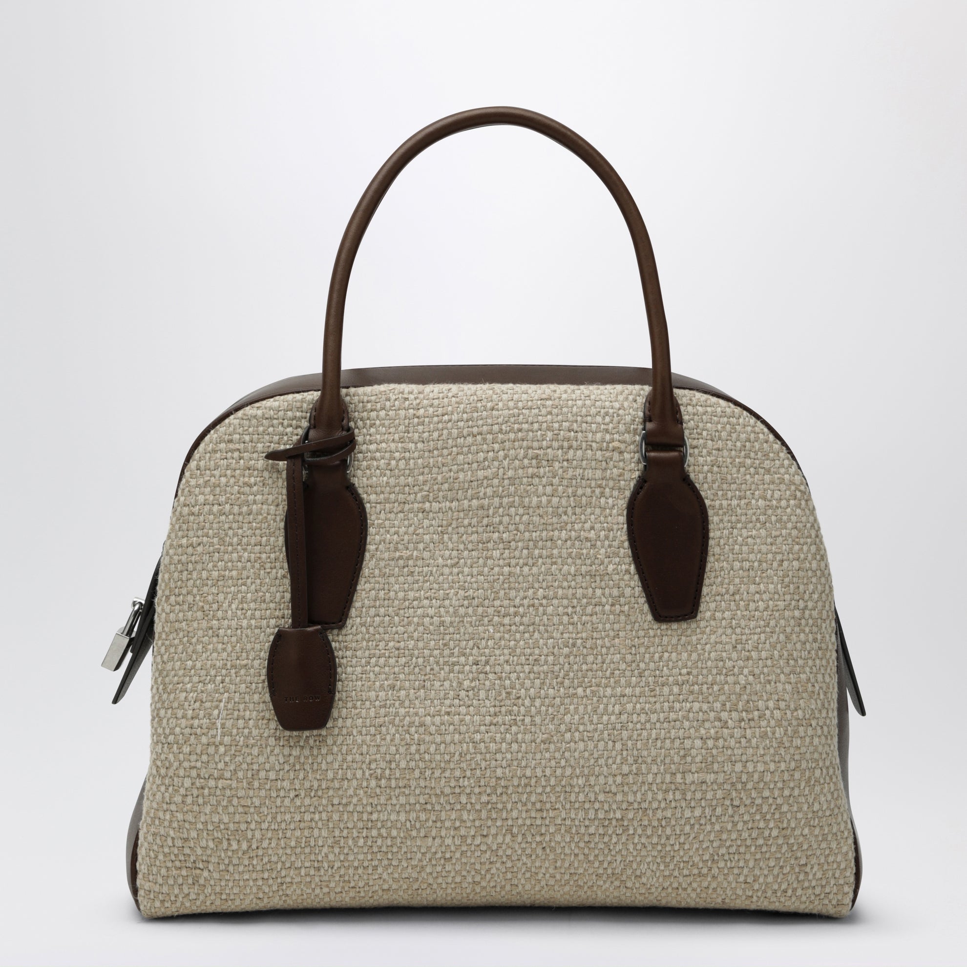 India 12 natural/brown canvas and leather bag